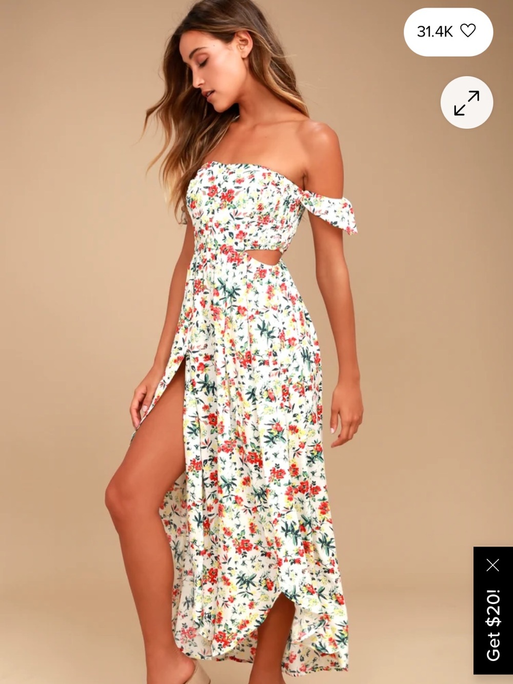 Lulu’s Easy on the Eyes Off-the-Shoulder Maxi Dress